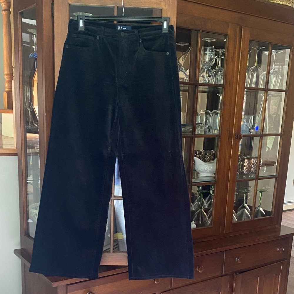 GAP Black velour  Wide-Leg Trousers